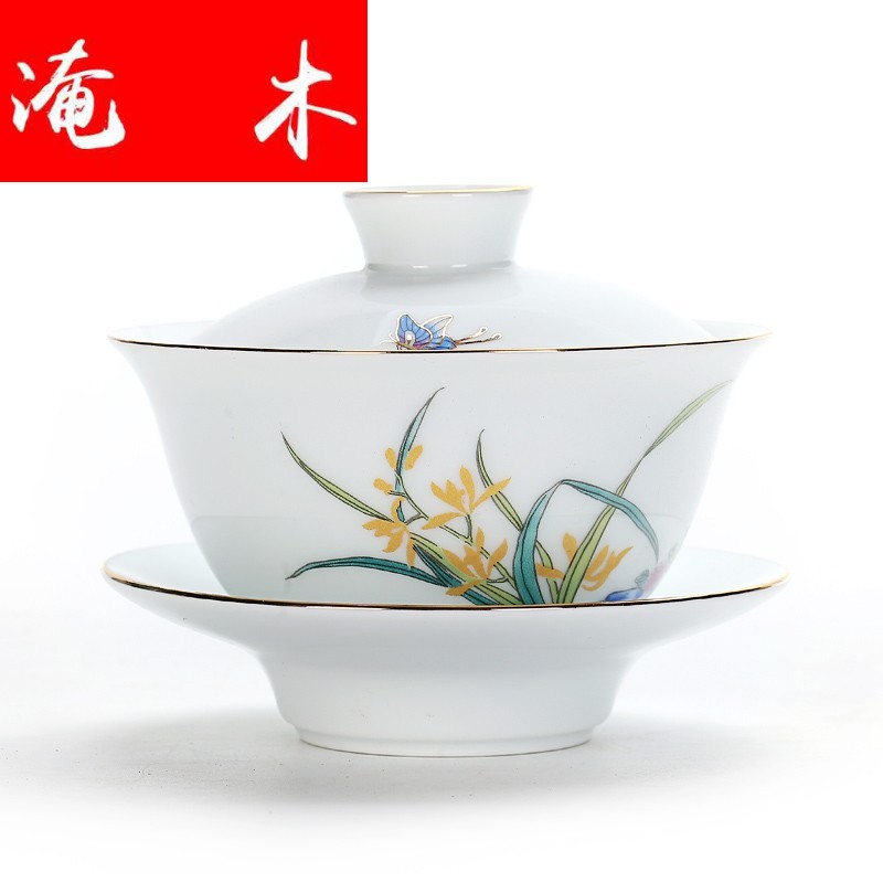 Submerged wood paint covered bowl of blue and white porcelain ceramic three only three of the bowl cups white porcelain to use home tea bowl of tea cups