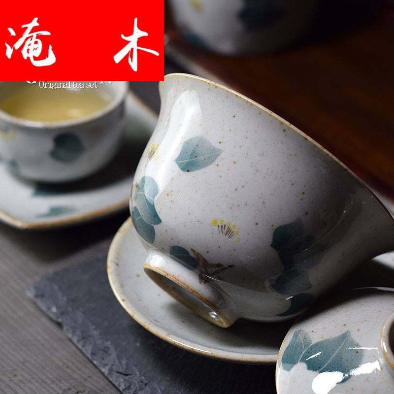 Submerged wood jingdezhen fine mud rock hand - made tureen pastel three tureen ceramic bowl kunfu tea tea set