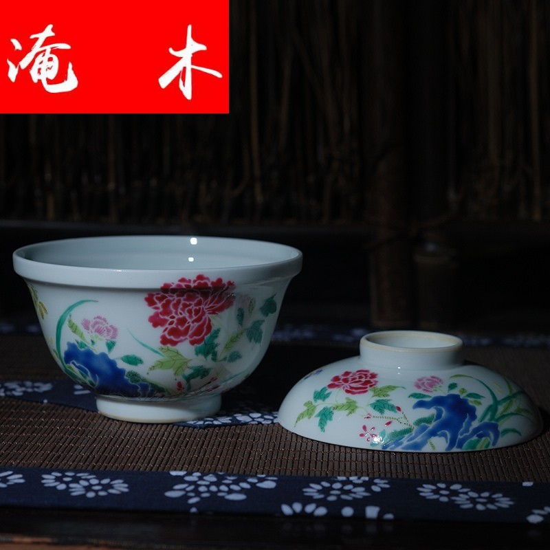 Submerged wood jingdezhen checking ceramic tea set hand - made famille rose bowl no ipads tureen archaize ceramic tea set three