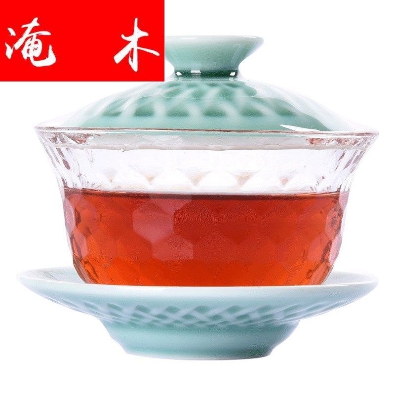 Submerged wood, ceramic only three tureen kung fu tea set household glass bowl large Japanese contracted the teapot tea accessories