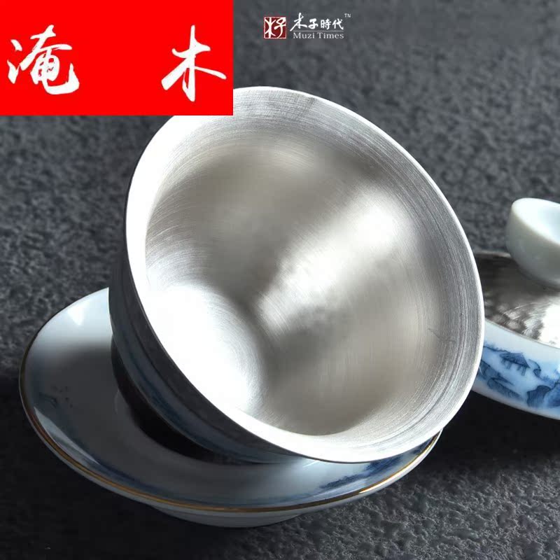 Submerged wood jingdezhen great rivers, silver tureen ceramic kung fu tea tasted silver gilding tureen bowl three cups