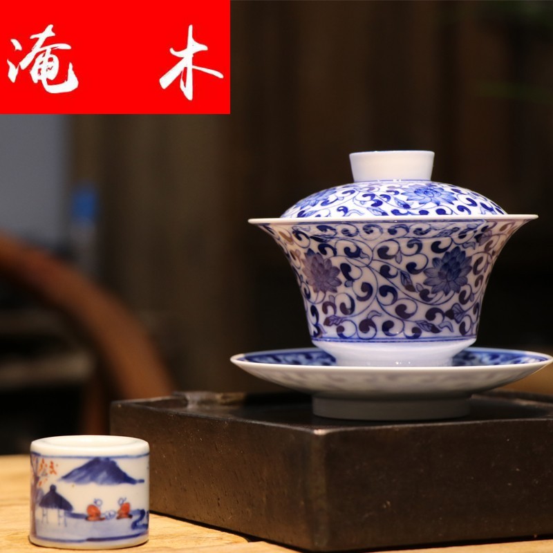 Submerged wood pure manual hand - made porcelain bound branch lines tureen jade porcelain three bowls of kung fu tea cups archaize tureen
