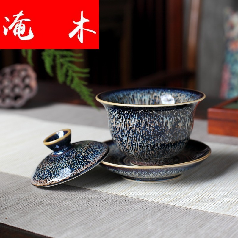 Submerged wood jingdezhen ceramic tureen temmoku glaze three cups to bowl of restoring ancient ways home office tea tea