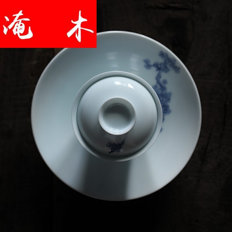 Submerged wood only three tureen jingdezhen porcelain tea bowl hand them thin body Japanese household porcelain of hand - made