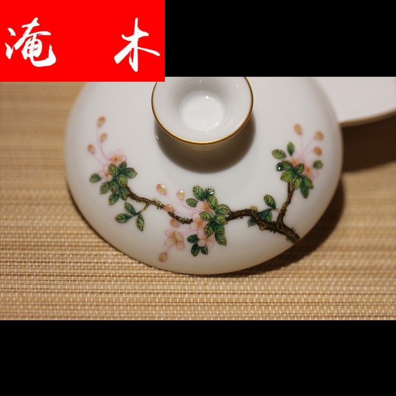 Submerged wood jingdezhen all hand powder enamel tureen ancient jun hand - made pastel tureen tea gift box package