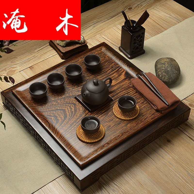 Flooded wenge wood tea tray was solid wood home large sets of purple sand tea set suit ebony tea sea drainage contracted