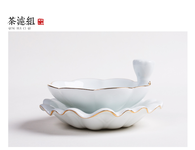 NiuRen blue - and - white kung fu tea set ceramic household whole creative teapot set of tea cups tureen gift boxes