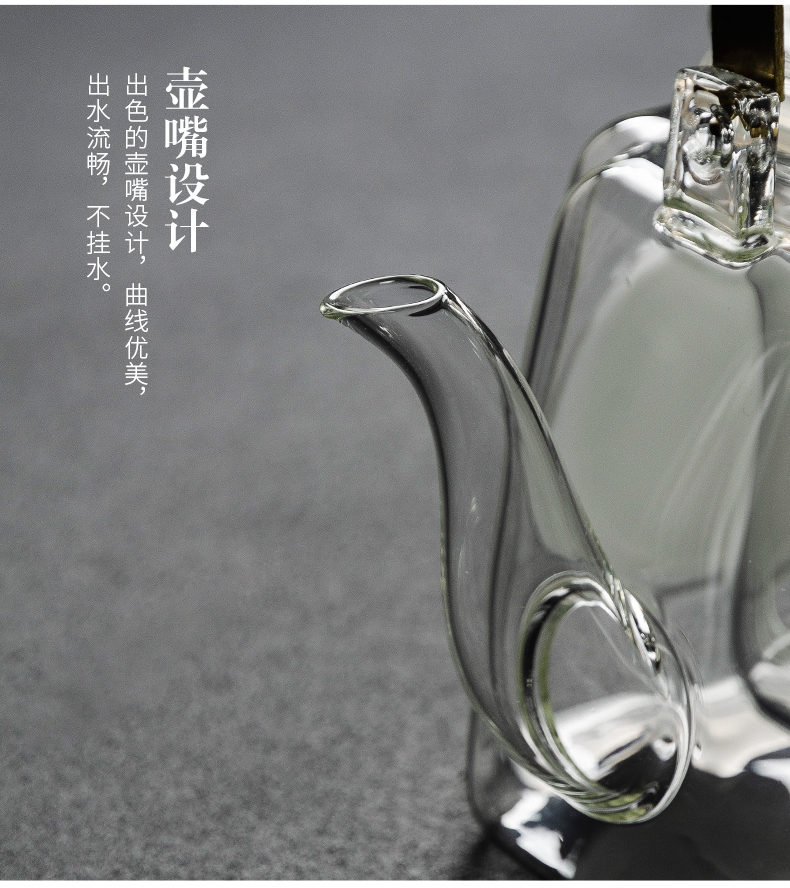 NiuRen glass cooking pot home Japanese transparent girder steam pot of electric teapot TaoLu office to boil tea