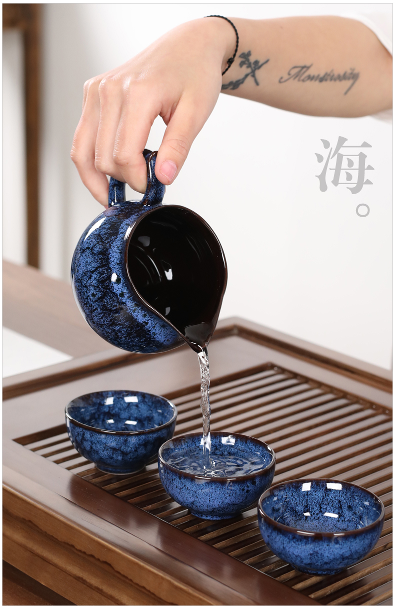 NiuRen porcelain masterpieces kung fu tea set home built lamp automatic variable lazy stone mill make tea, tea tray was suit