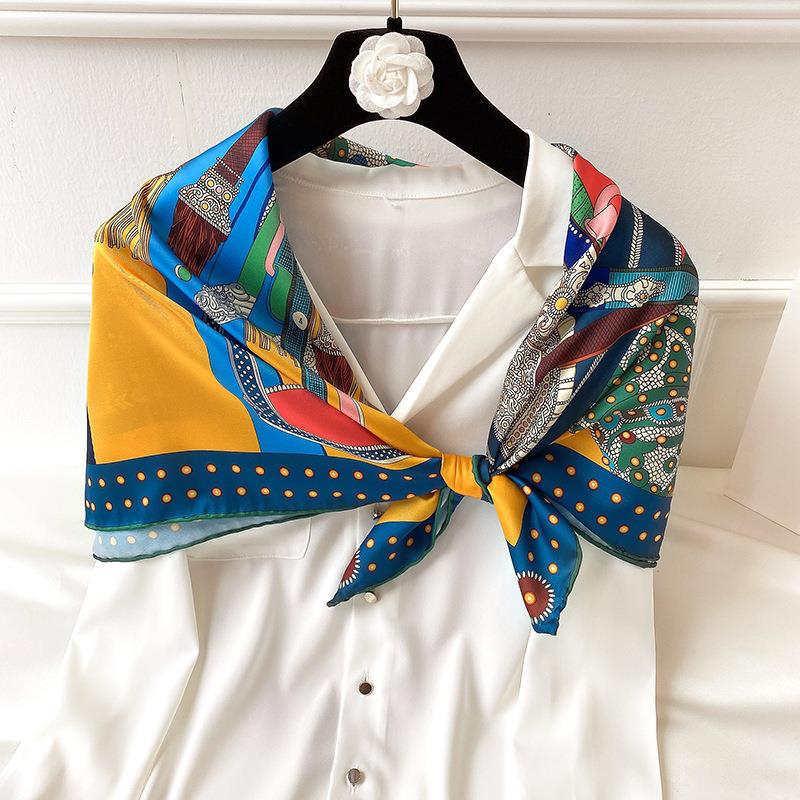 New Euro - American Renaissance New Sky Silk 90 square towels female Spring and Autumn Fashion Yang Pie shawl with two - use silk scarf decorated with scarf