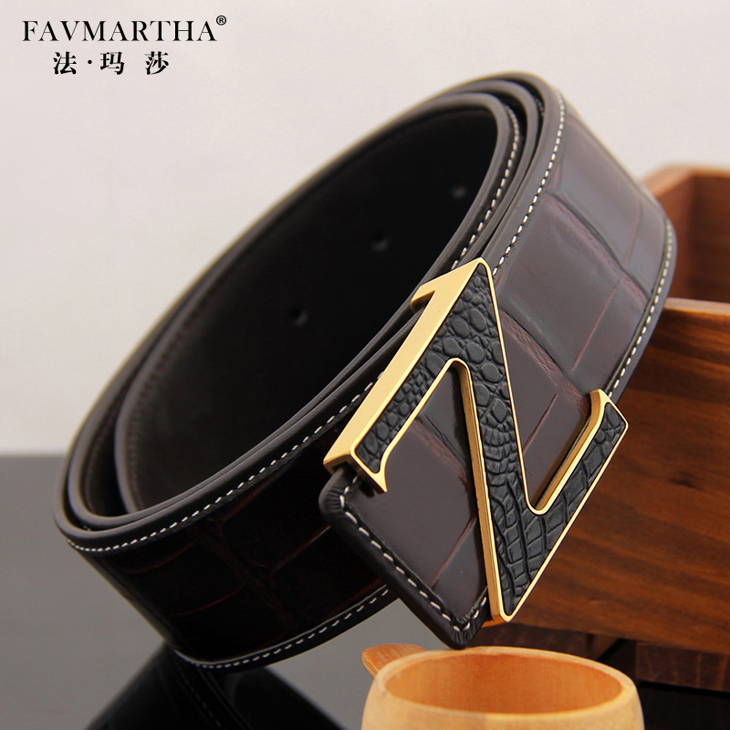 High-end new Z-belt crocodile pure jeans with a hundred business leisure belt men pants