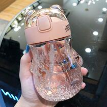 Cup suction tube girl ins Wind Net red with straw female student simple Korean cute children plastic cup