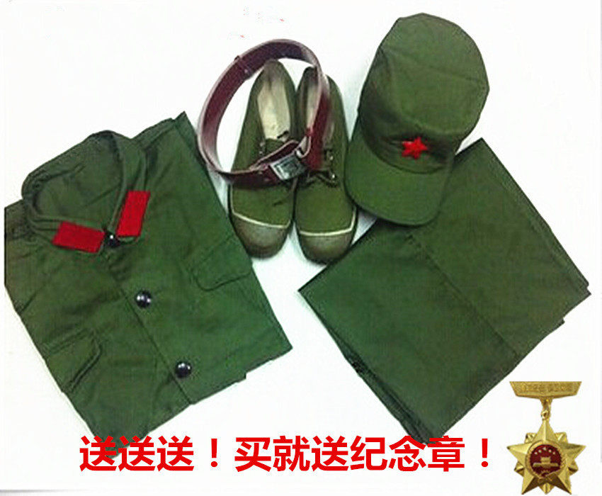 Boutique old-fashioned 65-style military dry suit Soldier suit Vietnam War polyester card is good Liberation party green uniform suit