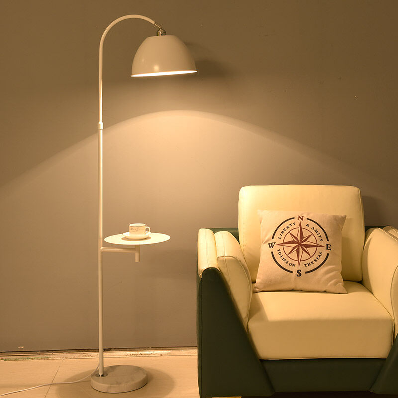 Van double tea table floor lamp living room Bedroom Bedroom bedside sofa set upright wireless charging ins wind floor lamp black