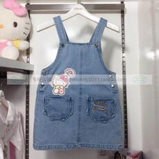 Детская джинсовая юбка hello kitty牛仔背带裙女童吊带裙凯蒂猫2020新款牛仔连衣裙正品