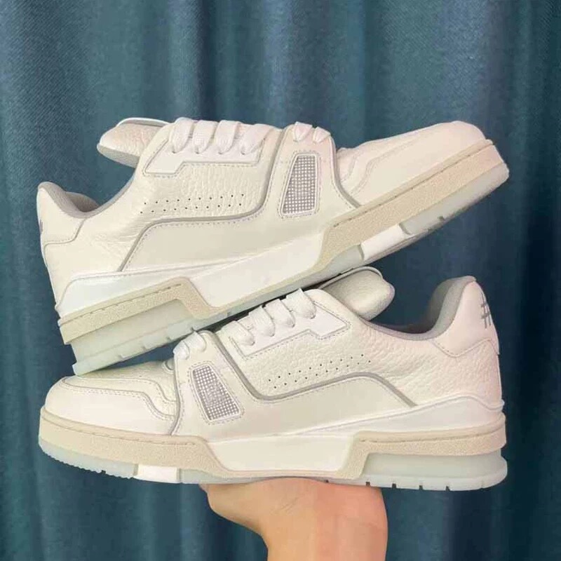 The Treasure of the Store! High-Quality Genuine Leather Casual Cement White Sneakers, Black and White Denim Sneakers, Men's and Women's White Sneakers