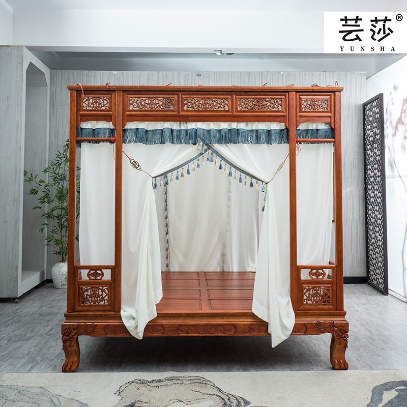 Yunsha Chinoiserie Ming and Qing Classical Single and Double Moon Hole Pull-Out Shelf Bed Tassel Sealing Door Hanging Tassel Decorative Anti-Mosquito Bed Curtain