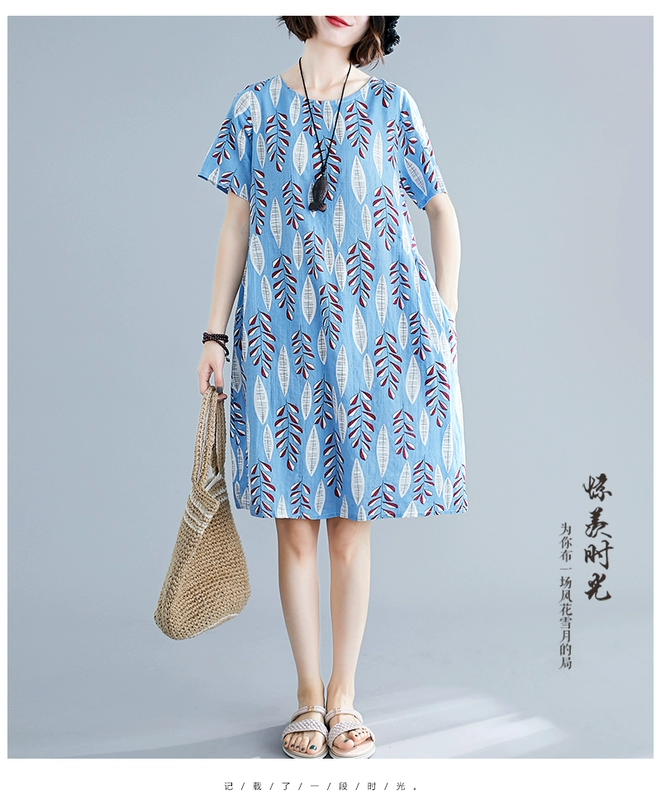 Váy cotton và vải lanh nữ 2019 mới mùa hè đầm giản dị Thịt Tây Tạng lỏng lẻo đắt tiền - Sản phẩm HOT