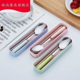 Корейская керамическая портативная посуда из нержавеющей стали, комплект, палочки для еды, ложка для школьников для путешествий