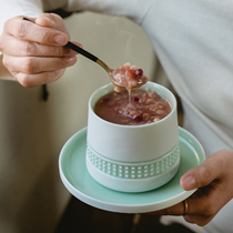 Guwu kiln fire ceramics cup water stew household steamed egg stew birds nest stew bowl health pot soup with lid spoon gift