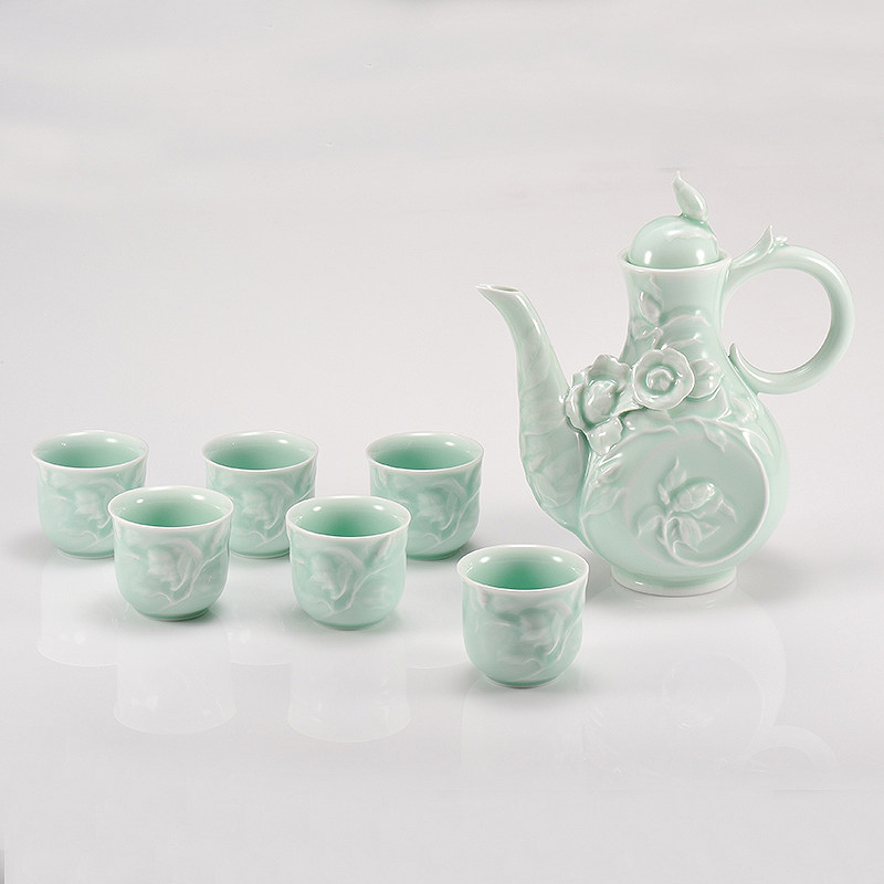 Ancient Wu Kiln Fire Wine Set Chinese Antique Spirits Yellow Wine Liquor Cup Ceramic Wine Kettle Household icing on the cake