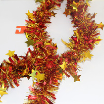 Christmas colored strips decorated with colorful strips of seven colorful red plus coarse encrypted green leafy wool strip mall square store arrangement