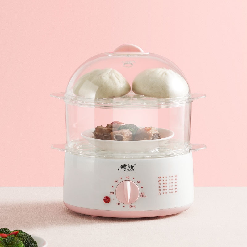 Steamer Egg Cooker Double-Layer Egg Steamer Leading Breakfast Machine Steamer Xb-07P Mini Small Electric Timer for Elderly