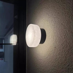 Spanish Natural Marble Round Wall Lamp Scandinavian Simple Modern Antique Style Living Room Background Wall Bedroom Bedside Wall Lamp