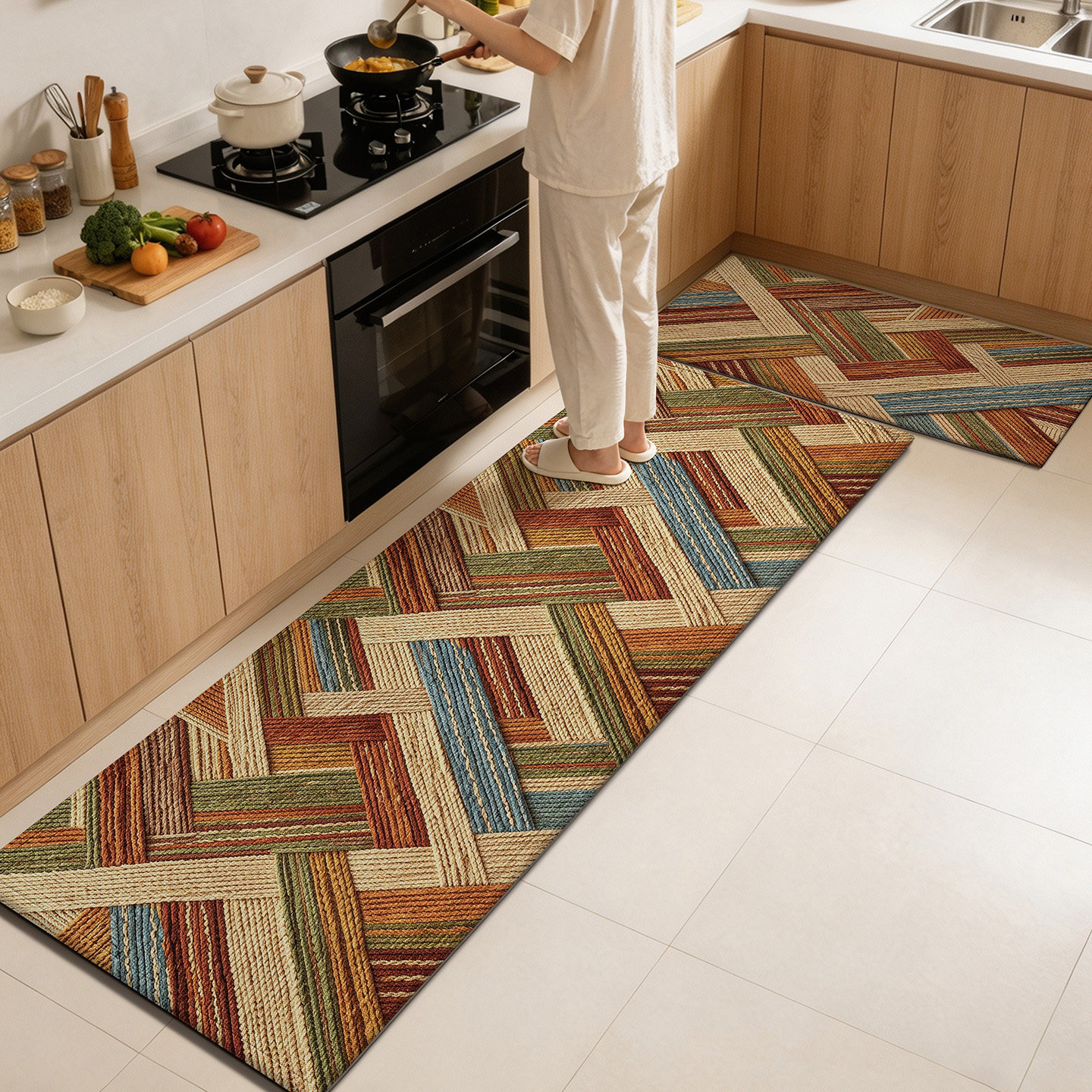 No-wash absorbent kitchen mat