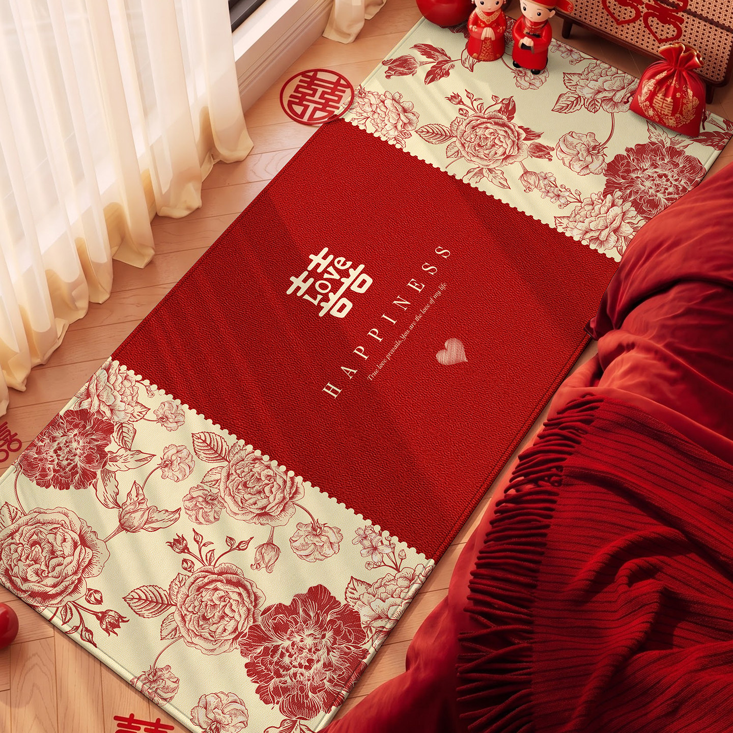 Wedding room new red bedside blanket wedding atmosphere decoration