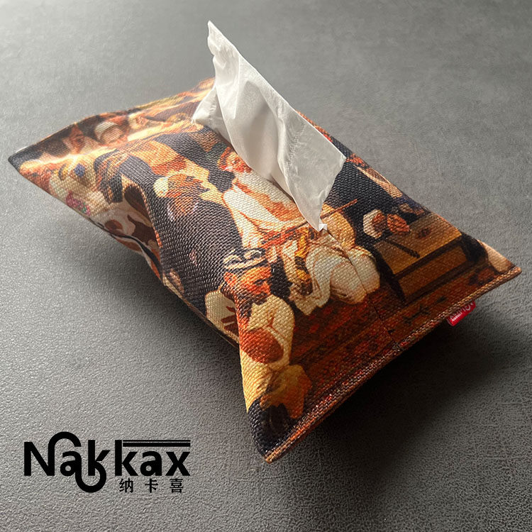 NAKKAX Fabric Art 12 Muqam Drawing Towel Box Drawing Paper Box Creative Living Room Vehicle Cotton and Linen Paper Towel Bag