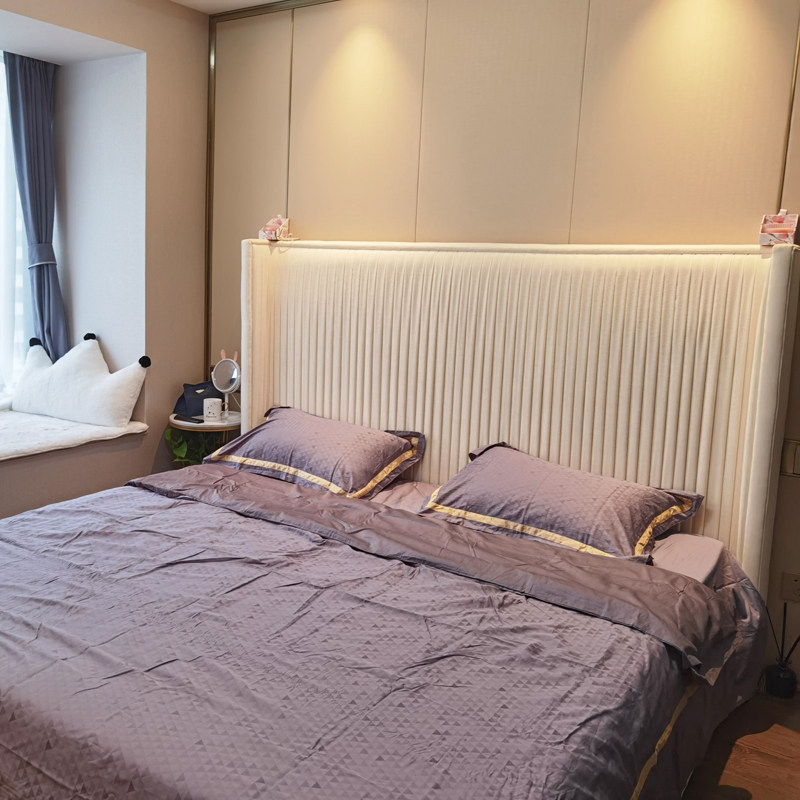 French fabric bed technology fabric bed double bed light luxury modern minimalist villa American bed princess master bedroom ins style