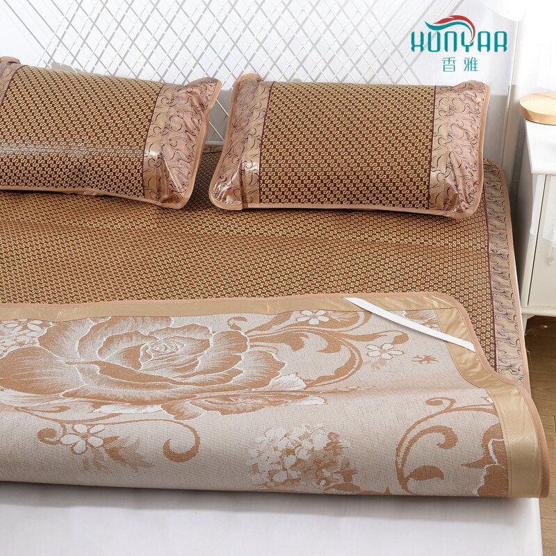 Summer rattan mat ice silk mat 1 8m bed linen double bed 1 5 m 1 2 student dorm room 0 9 mats Foldable-Taobao