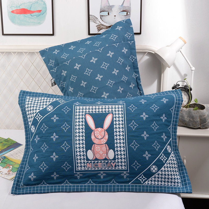 Pillowcase with a pair of pure cotton gauze thickening single pillow sleeve 100 % cotton adult couple pillow core sleeve