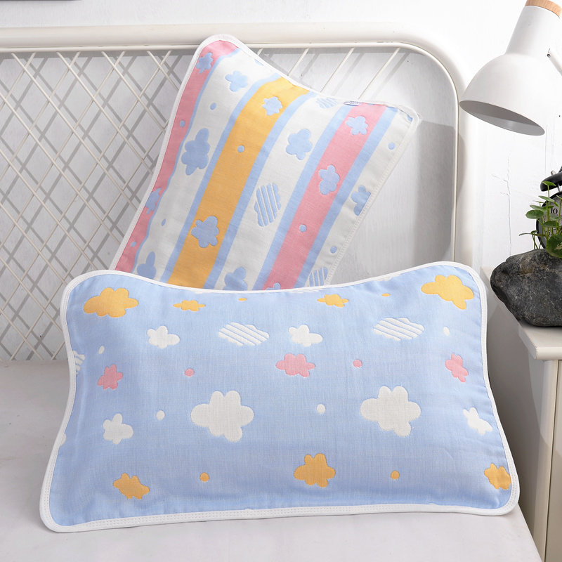Children's pillow towel a pair of cotton pure cotton cartoon pillow towel 40*60 baby sweat-absorbing breathable baby 35*55cm