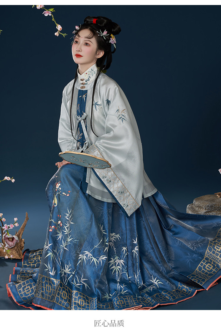 Китайцы одежда наборы 钟灵毓秀  竹枝词 圆领半袖 潇湘竹影