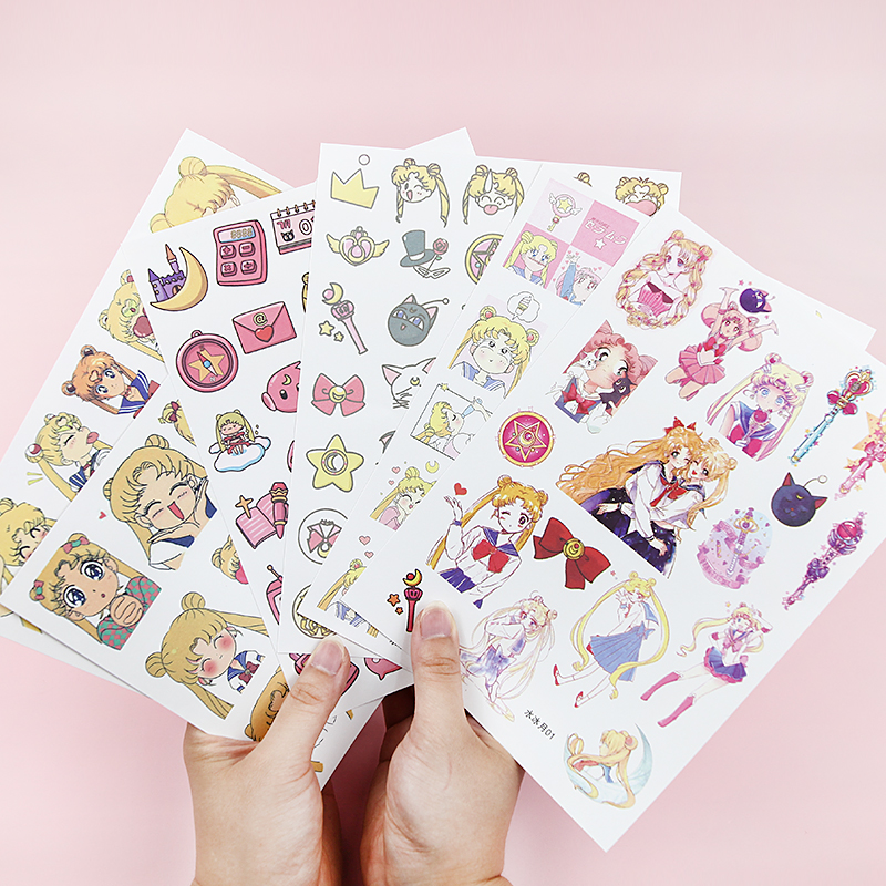 Beauty Less Female Warrior Sticker Water Ice Moon Cartoon Quadratic Meta Cute Expression Ins Teenage Hearts Characters Hand Ledger Decorations