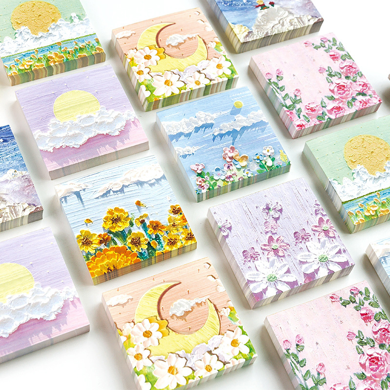 Solid Sensation Teenage Girl Hearts Oil Painting Convenience Stickers High Face Value Ins Wind Japan Hand Ledger Material No Stickless Convenience Stickup