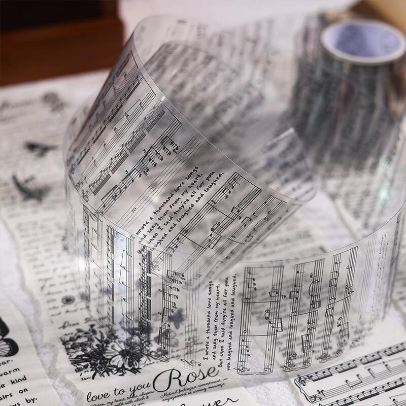 Time Behind the Scenes Retro English Note Tape Stickers Pet Journal DIY English Stickers Self-Adhesive Transparent Material