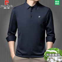 Pilkardan official card mulberry silk long sleeve t-shirt for men casual dad dress high-end real silk POLO shirt