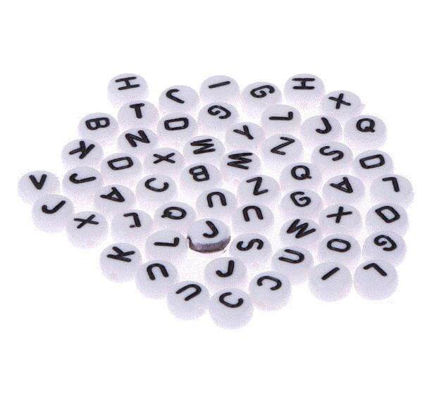 500pcs lot letter beads white mixed letter alphabet flat