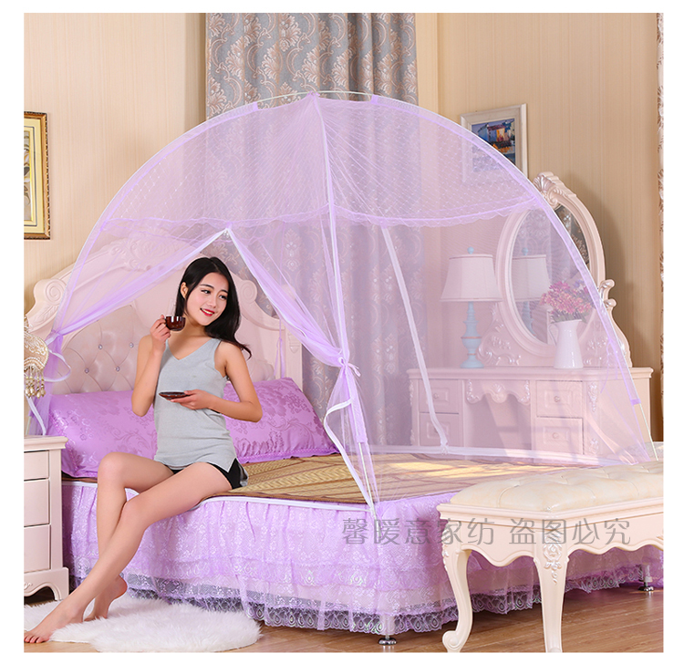 Miễn phí cài đặt muỗi net yurt gấp 1.5 M giường 1.8 m đôi 1.2 sinh viên duy nhất ký túc xá khung dây kéo nhà