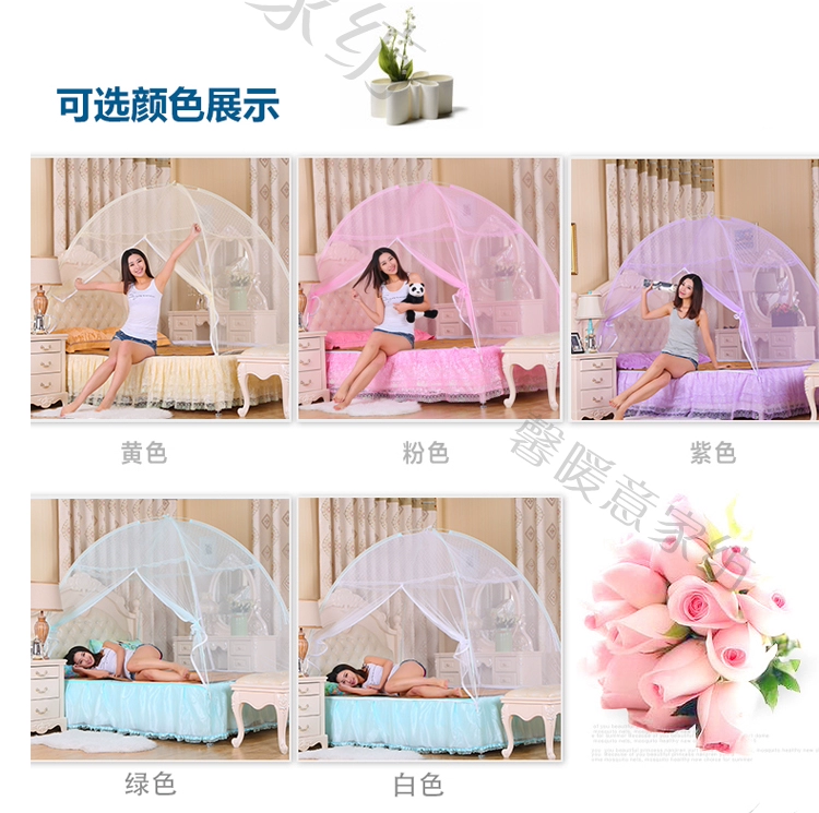 Miễn phí cài đặt muỗi net yurt gấp 1.5 M giường 1.8 m đôi 1.2 sinh viên duy nhất ký túc xá khung dây kéo nhà kiểu màn khung đẹp