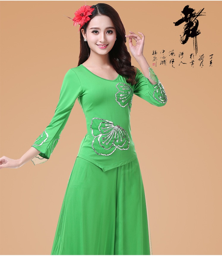 Trang phục khiêu vũ vuông xuân hè 2019 mới thêu nữ trung niên khiêu vũ biểu diễn trang phục váy thể thao - Khiêu vũ / Thể dục nhịp điệu / Thể dục dụng cụ giầy múa trẻ em