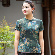 Heavy-pound real silk blouses women 2022 Summer new short sleeves T-shirt middle-aged moms mulberry silk hoodie