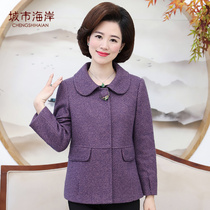Mom autumn woolen coat women 40-50 years old middle-aged womens short windbreaker