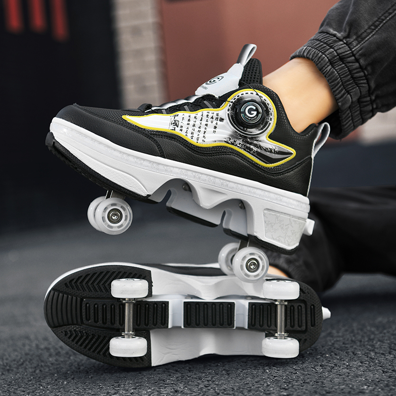 Heelys Shoes for Boys and Girls, Students, and Adults, Four-Wheeled, One-Button Retractable, Invisible, Walkable, Breathable, Height-Increasing Flying Shoes