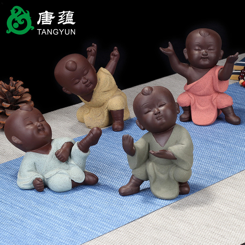 Boutique purple sand tea pet furnishing articles lucky the mythical wild animal can keep the young monk and the duke guan urine Eva kung fu tea tea tray table accessories