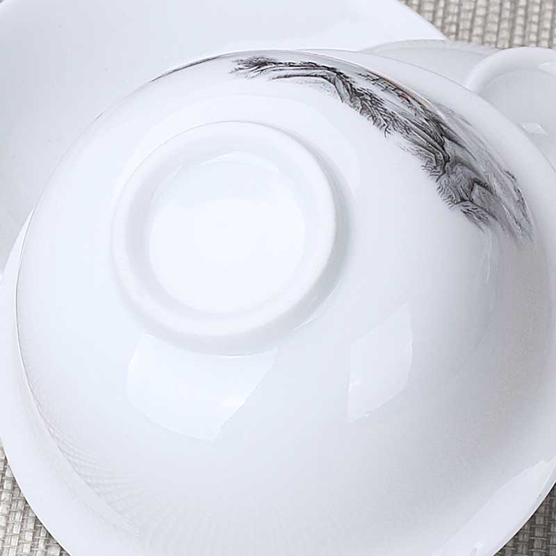 Jingdezhen pure manual only three tureen large cups kung fu tea set ceramic white porcelain tea bowl of blue and white porcelain