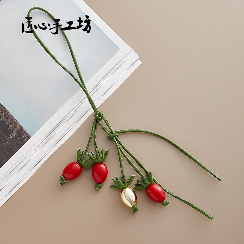 Craftsmanship Workshop Suitable for Loewe Pendant, Loewe Cherry Charm, Genuine Leather Keychain, Pendant, Bag Accessory